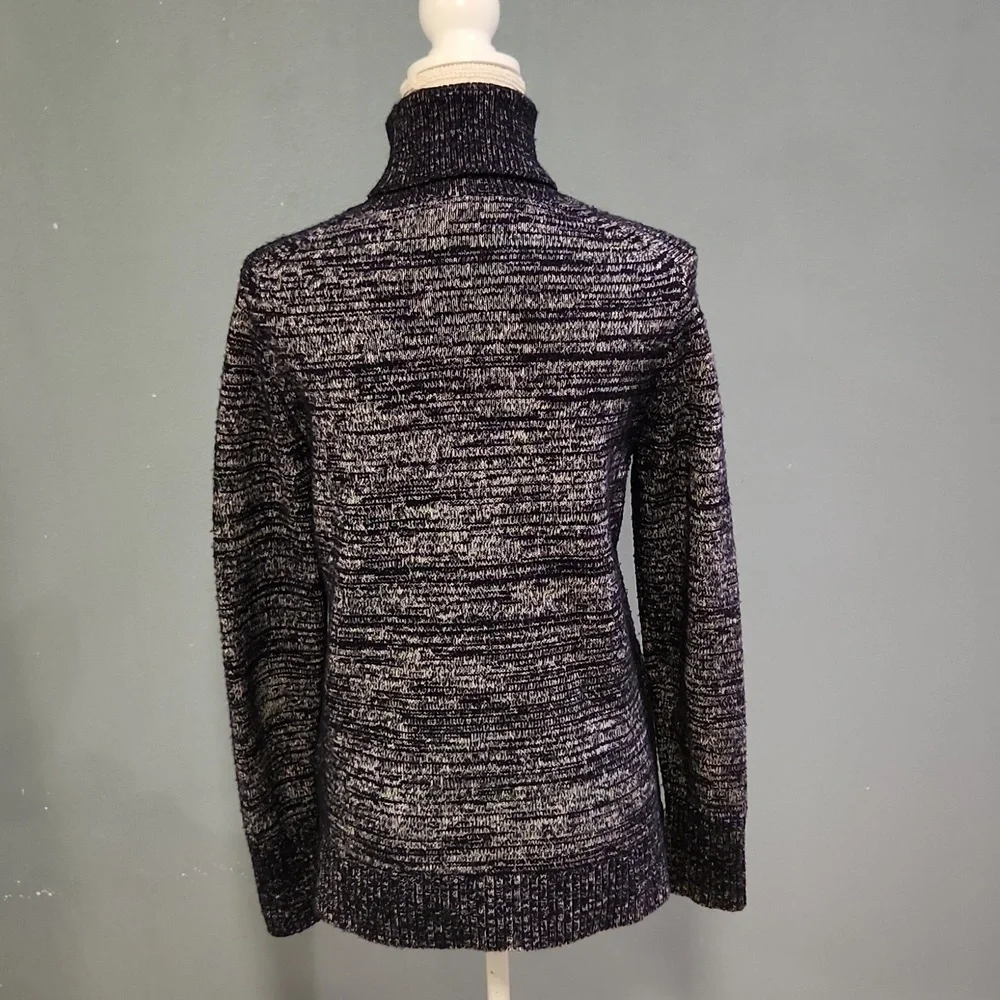 JCrew CottonWool Blend Heathered Navy Blue TurtleNeck Sweater Vintage Y2K Chunky